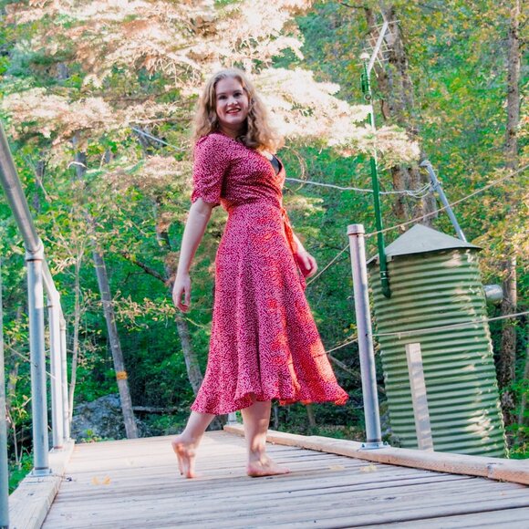 Reformation Dark Red Floral Wrap Maxi Dress | Size M - Picture 3 of 11